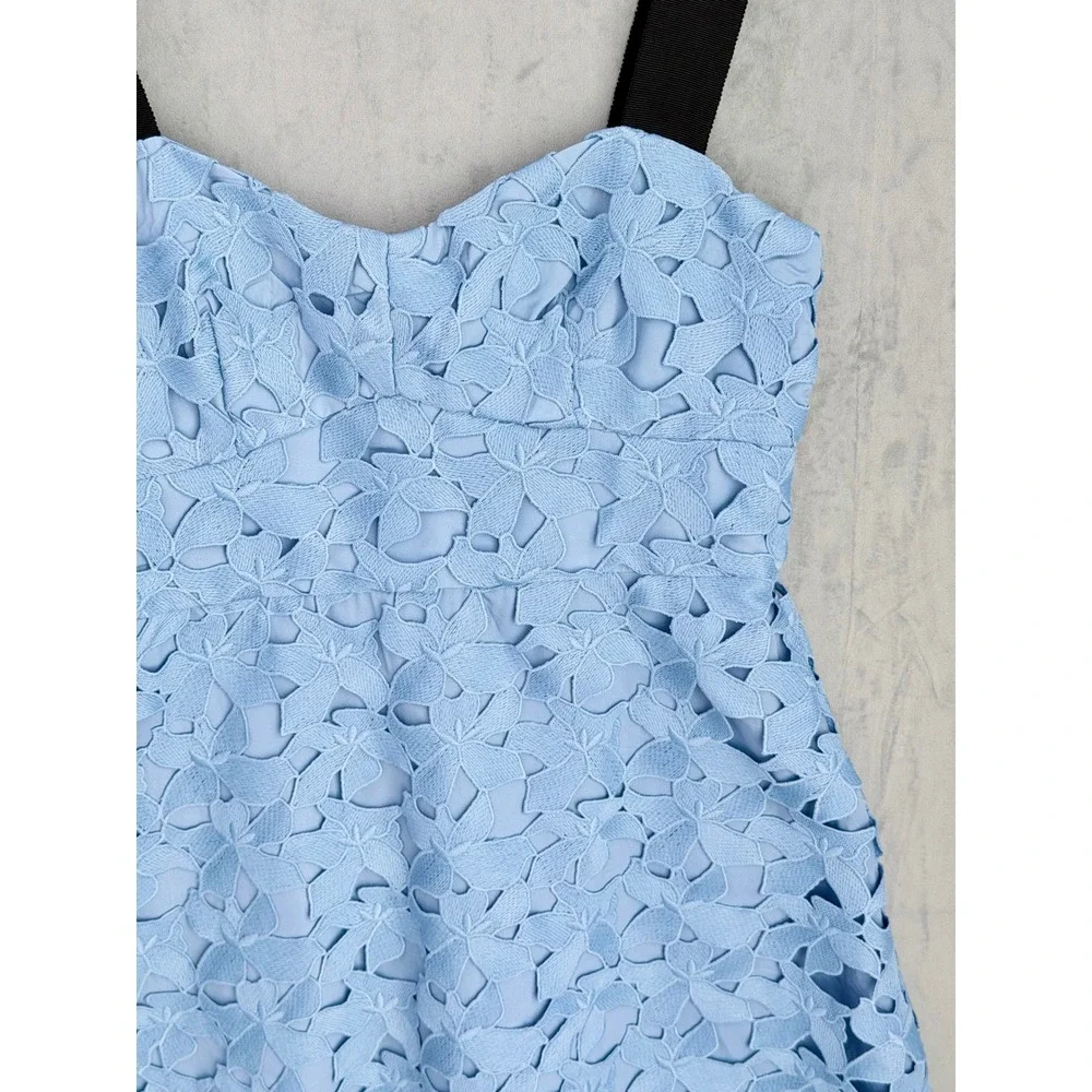J.Crew Floral Eyelet Lace Coquette Dress Women 6 Light Blue